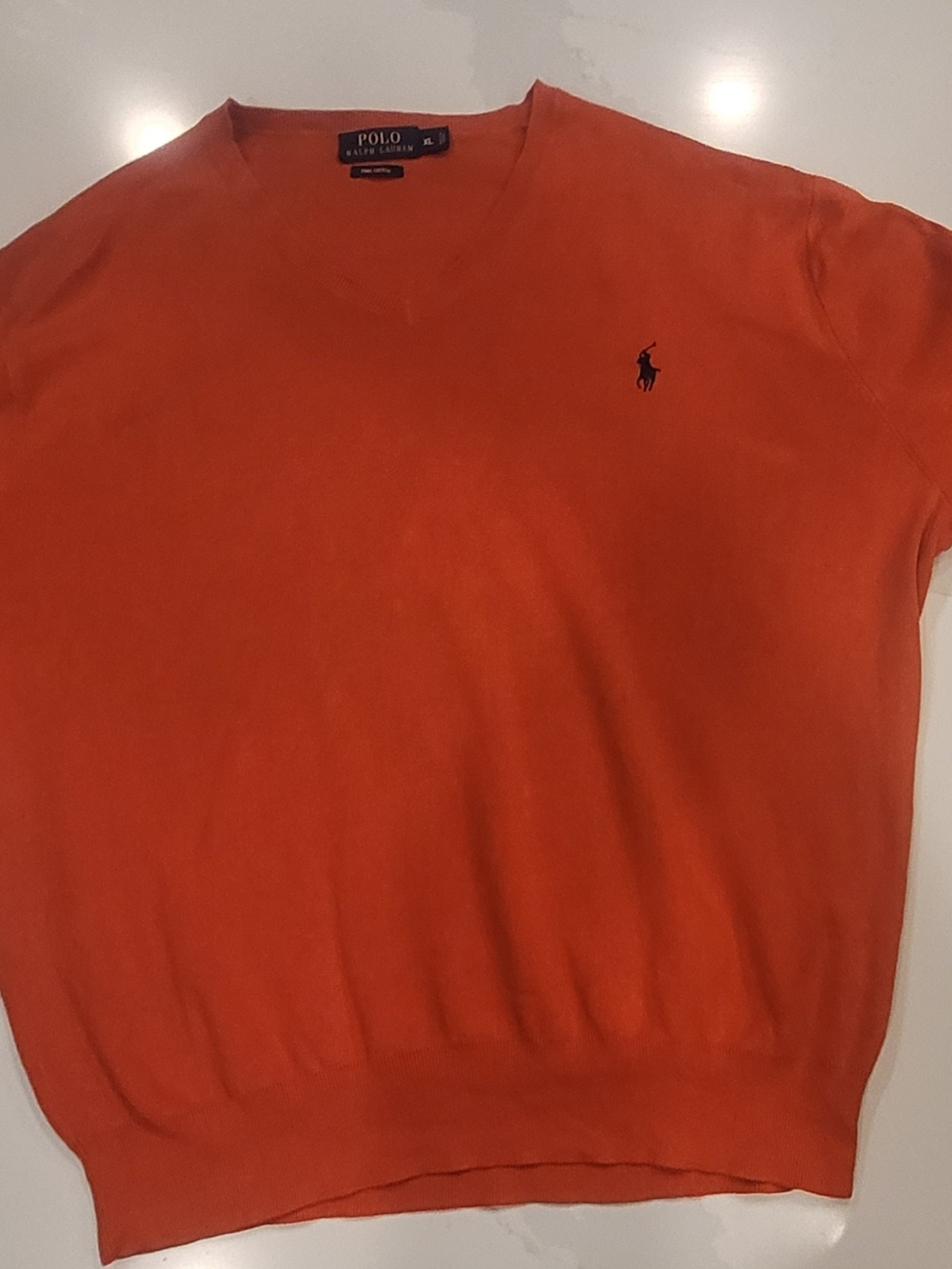 Polo by Ralph Lauren Men's Orange V-Neck Sweater